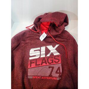 NWT Six Flags 74 GREAT ADVENTURE Hoodie Red Burgundy Mens Size 4XL